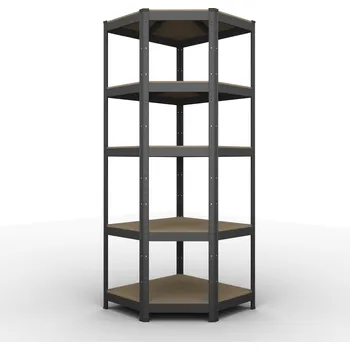 Dílenský regál Kovový regál ECONOMY rohový 180x90x45 5 police - černá
