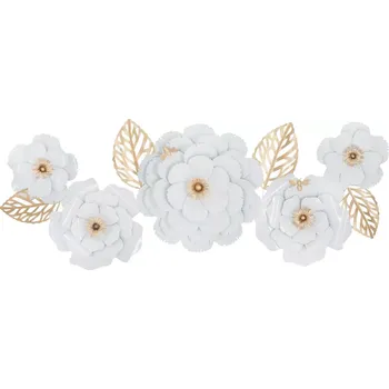 Kovová nástěnná dekorace White 158x60 cm bílá/zlatá
