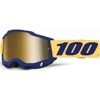 Motocyklové brýle Motokrosové brýle 100% ACCURI 2 DESETO s true gold zlatým zrcadlovým objektivem + čirý (Motokrosové a enduro brýle s čirým objektivem)