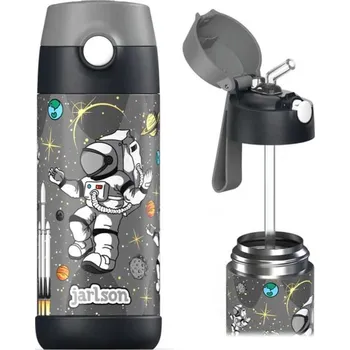 Termoska Dětská nerezová termoláhev s brčkem JARLSON CHARLI Astronaut 350 ml