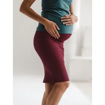 Těhotenská sukně Milk & Love Žebrovaná těhotenská sukně Tummy bordó bavlněná Velikost: L