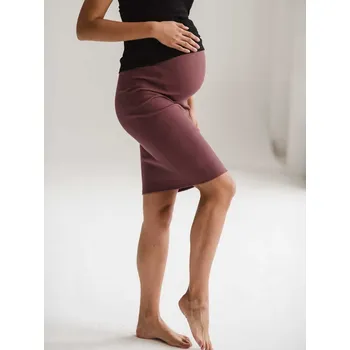 Těhotenská sukně Žebrovaná těhotenská sukně Tummy Rose Brown bavlněná Velikost: XL