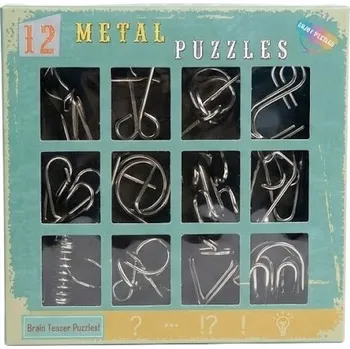 Hlavolam SADA 16 KOVOVÝCH LOGICKÝCH HLAVOLAMŮ IQ PRO DĚTI I DOSPĚLÉ