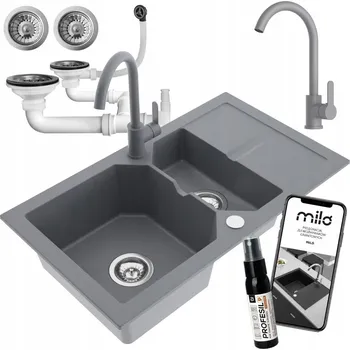 Granitový dřez Dřez jednopůlkomorový Milo Kenzo granitový šedý