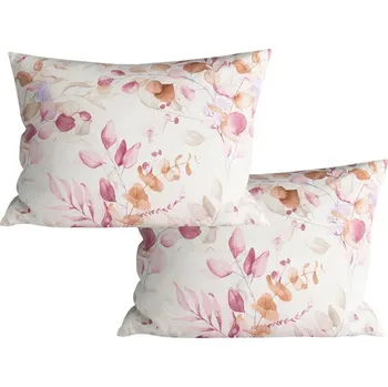 Povlak na polštářek Sada 2 ks dekoračních povlaků na polštář z mikrovlákna FLORANY 50x70 cm, bílá