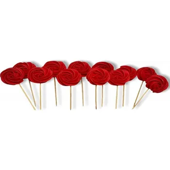 Jedlá dekorace na dort Cukrová lízátka červená 12ks - I LOVE CAKES