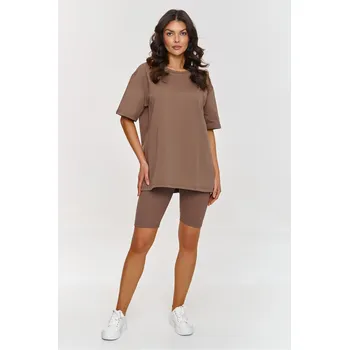 Bavlněná souprava s cyklistickými kraťasy A7 Barva: Kávová, Velikost: ONE SIZE