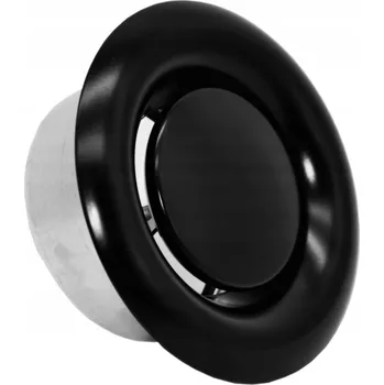 Větrací mřížka VÝFUKOVÝ ANEMOSTAT MŘÍŽKA 125 mm ČERNÁ KOVOVÁ + RÁMEČEK PRO MONTÁŽ