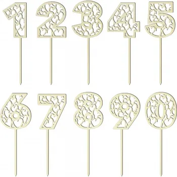 Party dekorace Zápichy na dort čísla - vzor srdíček 10 kusů