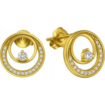 Náušnice Stříbrné náušnice kulaté tyčinky se zirkony stříbro pozlacené ryzostí 925