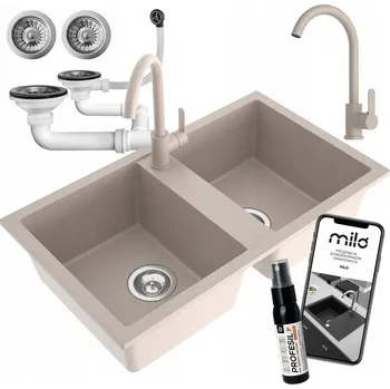 Granitový dřez Dvoukomorový dřez Milo Prado granit béžový