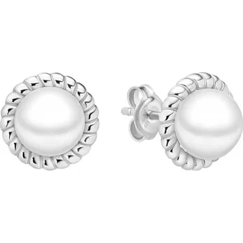 Náušnice Gaura Pearls Stříbrné náušnice s bílou perlou Patricia - stříbro 925/1000 SK25488E/W Stříbrná Bílá