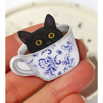 Brož Brož Kočka v porcelánu - Kokino