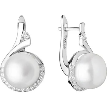 Náušnice Gaura Pearls Stříbrné náušnice s bílou perlou Alice, stříbro 925/1000 SK20219EL/W Stříbrná Bílá