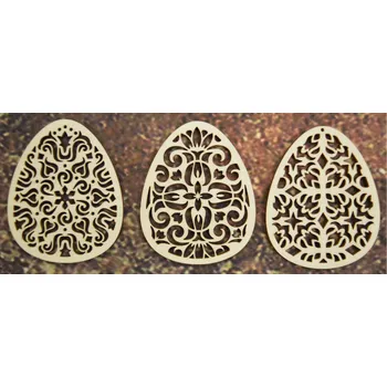 Velikonoční dekorace Sada vyřezávaných vajíček 3ks
