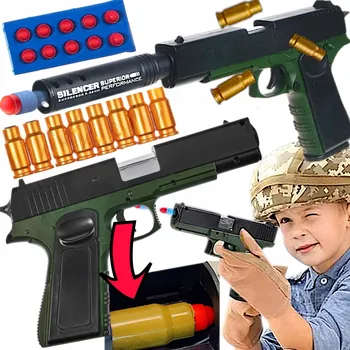 Dětská zbraň POLICEJNÍ PISTOLE COLT NA ŠIPKY NÁBOJE PĚNOVÉ EVA [NÁBOJNICE] TLUMIČ