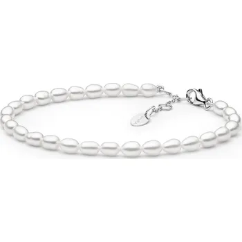 Náramek Gaura Pearls Perlový náramek Tália - stříbro 925/1000, 4.5-5.5 mm říční perla FCW355-B 18 cm + 3 cm (prodloužení) Bílá