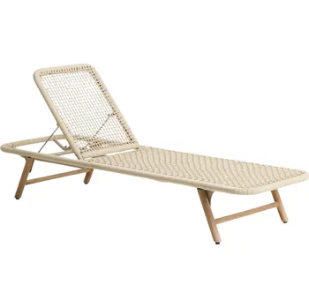 Zahradní lehátko Kave Home Béžové zahradní lehátko Dandara s dřevěnou podnoží