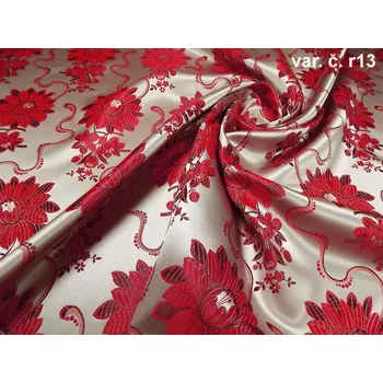 HEDVA ČESKÝ BROKÁT Ondrin 160 krojový brokát GERBERA S PERLAMI ecru | R13