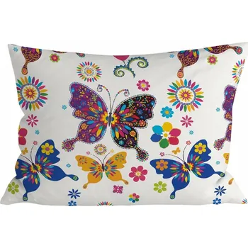 Povlak na polštářek Povlak na polštář z mikrovlákna BAREVNÝ MOTÝL 50x70 cm, bílý