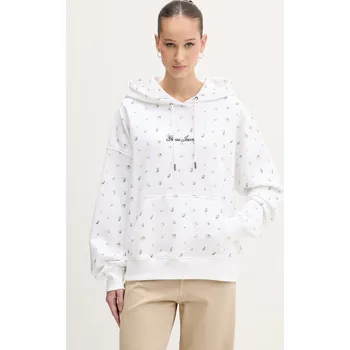 Dámská mikina Guess Jeans mikina s kapucí ženská bavlněná W6GQ27.KE901 bílá 00X, vel. M