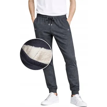 PÁNSKÉ TEPLÁKY - KQFH-13711 tmavě šedé zateplené pohodlné s kožíškem