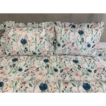 Povlečení Povlečení 100% Bavlna – Květinový vzor – Falbana – Sada Povlečení Premium