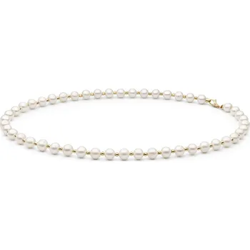 Šperk Zlatý náhrdelník Magestic ze žlutého zlata s bílou přírodní sladkovodní perlou - 7 mm GRP575NGYFWP