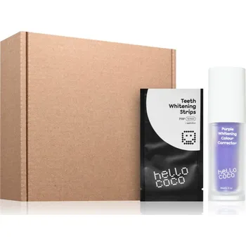 Dentální hygiena Hello Coco Set hello coco PAP+ Teeth Whitening Strips bělicí pásky na zuby 14 ks + Hello Coco Purple Whitening Colour Corrector bělicí zubní pasta 30 ml