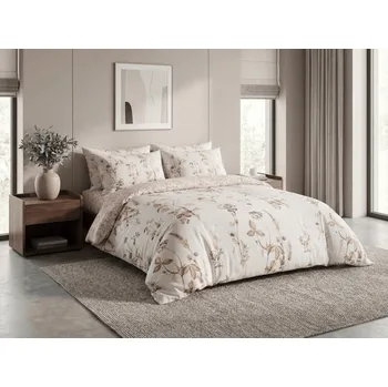 Povlečení Mikroflanelové povlečení BOTANIQUE krémovo-hnědé Rozměr povlečení: 70 x 90 cm | 140 x 200 cm