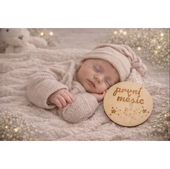 Dekorace do dětského pokoje Dary dřeva Dřevěné milníkové kartičky - 12 měsíců