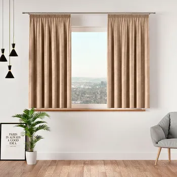 Závěs Dekorační krátký závěs s řasící páskou VELVINO 140x160 cm color 001 béžová (cena za 1 kus) MyBestHome