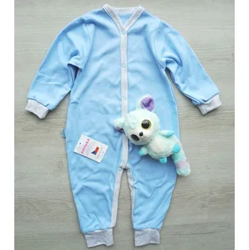 Kojenecký overall AMÁLKA Bavlněný overal s náplety, modrý/šedý melír Velikost: 86