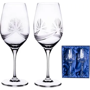 Sklenice Bohemia Crystal sada 2 broušených sklenic na červené víno 450ml, brus Mašle