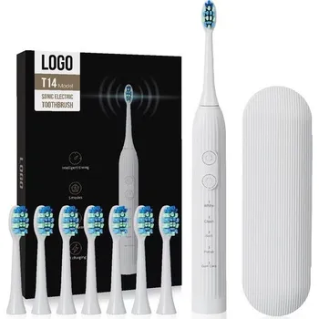 Péče o chrup Sonický elektrický zubní kartáček se sadou 8 hlavic, 45 000 vibrací/min, 5 režimů, bílý