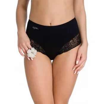 Kalhotky Dámské Kalhotky KEY bavlna vysokým pasem a krajkou LPF 111 černé S
