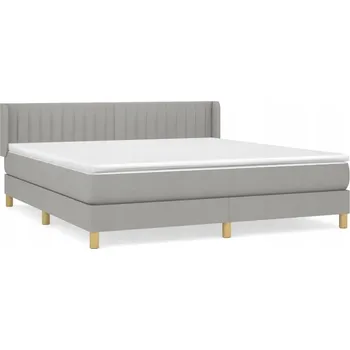 Postel Kontinentální postel s matrací, světle šedá, látka 160x200 cm