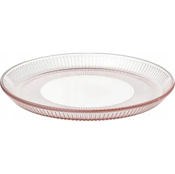 Talíř Mělký talíř 21 cm SKLO RŮŽOVÝ VZOR PRUHY IKEA HAVSGADDA