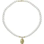 Manoki Perlový náhrdelník Celeste Gold - medailonek Panna Maria