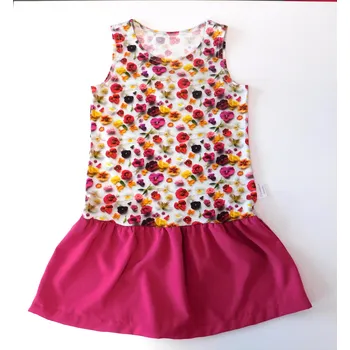 Dívčí šaty Dívčí šaty KVĚTINY s tmavě fialovou Velikost: 122