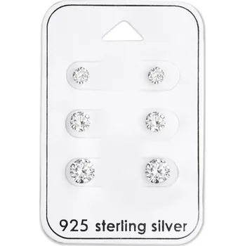 Souprava šperků Atreya Sada stříbrných náušnic s čirými zirkony - 2 mm - 4 mm