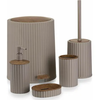 Sada koupelnových doplňků Sada koupelnových doplňků Roza béžová/s povrchovou úpravou v dekoru dřeva