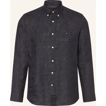 Pánská košile Tommy Hilfiger Pánská Lněná Košile Regular Fit, černá, 40