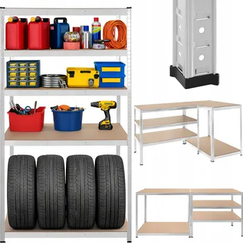 Dílenský regál Kovový skladový regál 5 Polic pro garáž sklepa 180x100x60 cm 1000 kg 1T