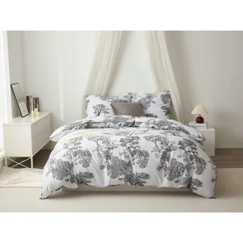 Povlečení SVĚTLÉ POVLEČENÍ 160x200 cm + 2 ELEGANTNÍ POVLAKY NA POLŠTÁŘE S LEMEM, 100% BAVLNA, VZOR STROMY