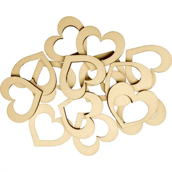 Svatební dekorace Srdíčka 50 kusů Barva: přírodní, velikost: 3 cm