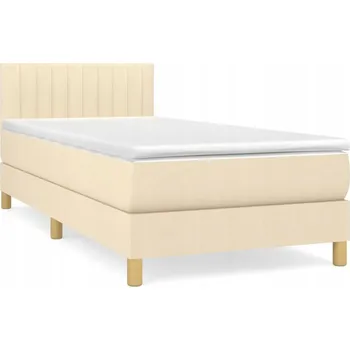Postel VidaXL Kontinentální postel s matrací, krémová, látka, 90x200 cm
