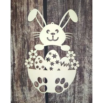Velikonoční dekorace Velikonoční zajíček s vajíčky v košíčku velikost: 10 cm