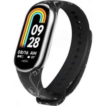 Příslušenství k fitness náramku Xiaomi Stříbrné květiny - Mi Smart Band 8/9/10 náhradní náramek MBSCZ-8STK