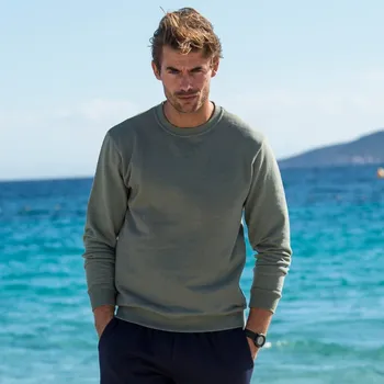 Pánské oblečení Mikina s kulatým výstřihem z česaného moltonu lipová 137/146